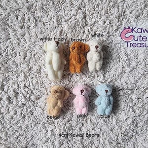 Artsy Mini Bears Cute Kawaii Plush Doll House Toy, Soft Furry, 4 cm, Miniature 1:12 scale toys Pocket Bear, Hospital, Birth, Comfort Gift