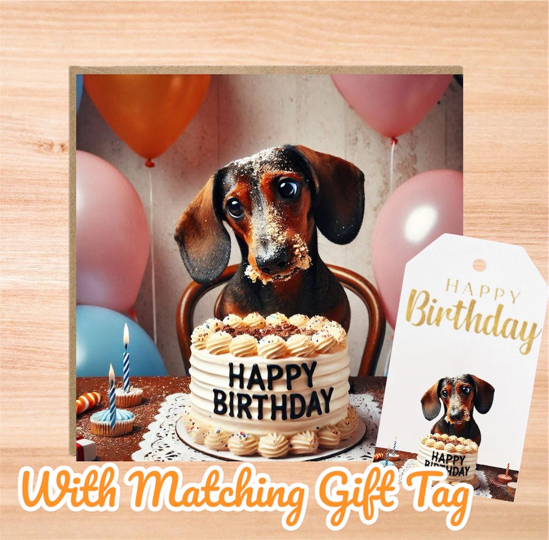 Dachshund Birthday Card Dachshund Dog Gift Tags Funny Dachshund Card ...
