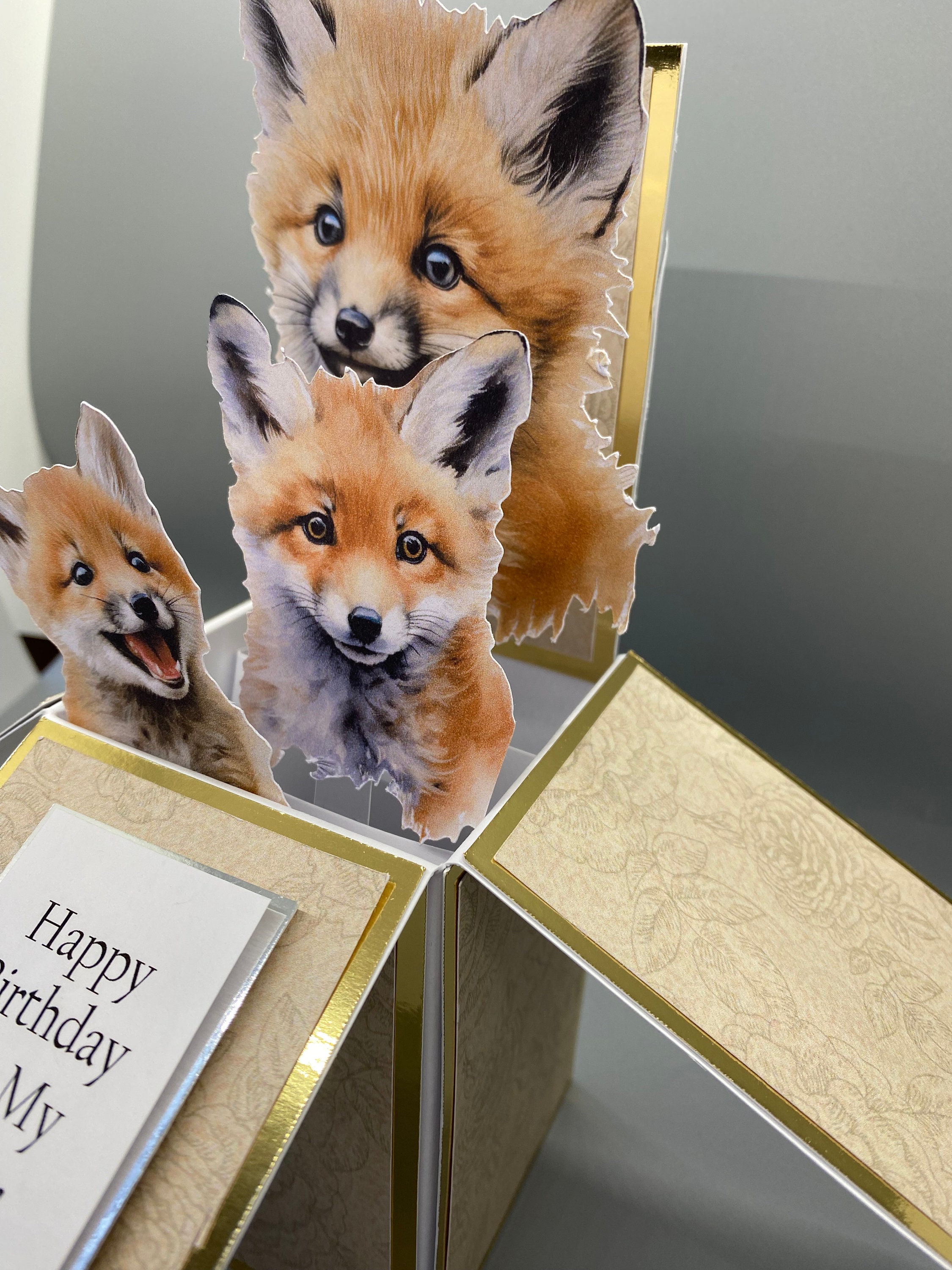 Personalised Fox Pop up Box Card Fox Birthday Card - Etsy