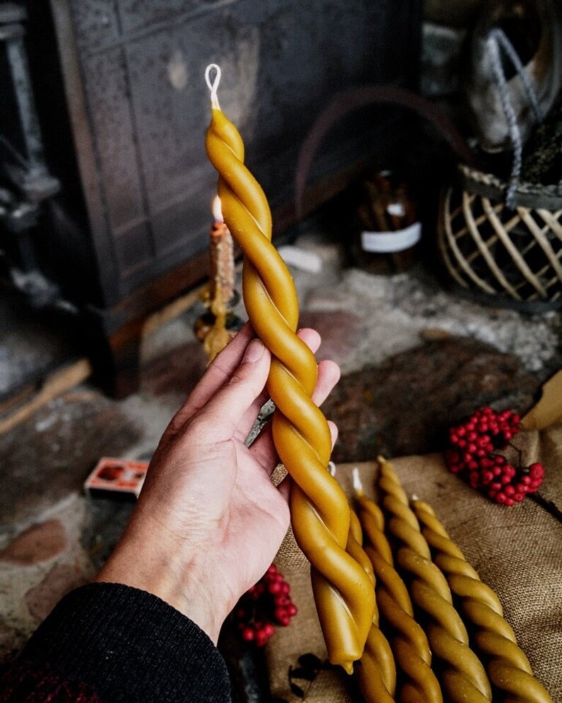 Twisted Taper Beeswax Candles, Hand Dipped Candles, Tapered Candles Etsy