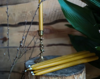 Set of 2 Beeswax Candles, Beeswax Taper Candles, Hand Dipped Candles