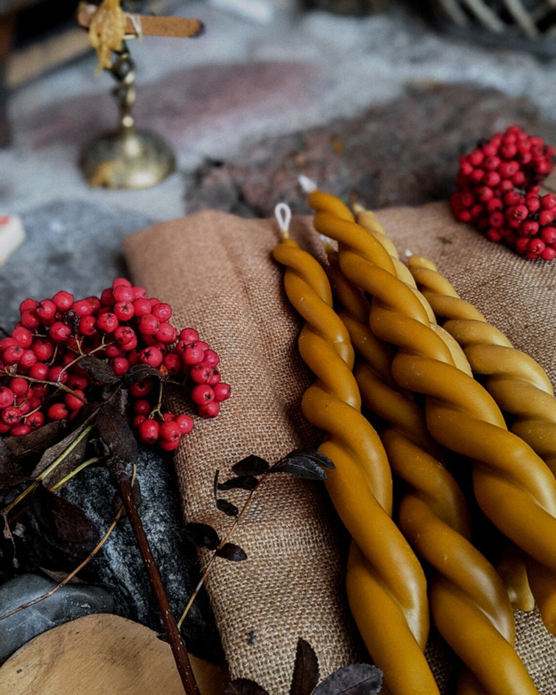 Twisted Taper Beeswax Candles Hand Dipped Candles Tapered Etsy