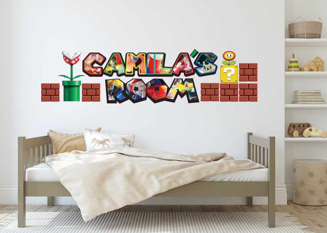 Name Wall Decals Unisex- Custom Mario Letter Sticker- Wall Decor- Decal ...