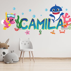 Baby Shark Wall Decals Shark Wall Décor Shark Doo Doo Peel and -   Denmark