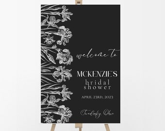 Bridal Shower Welcome Sign | Modern Floral Shower Sign | Minimalist Bridal Shower | Custom Editable Template | instant digital download