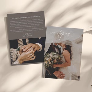 Annuncio di matrimonio fotografico / Minimalista moderno / Carta da lettere personalizzata per matrimonio / Modello fai da te / Download digitale / Accesso immediato / 5x7