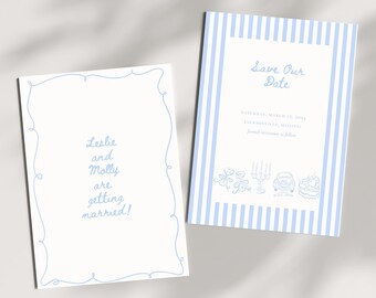 Modern Whimsical Save the Date Template: Hand-drawn Wedding Stationary (Digital Download)
