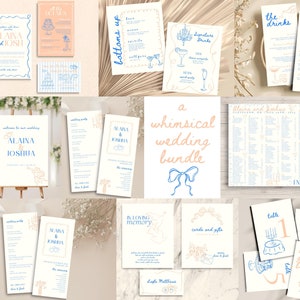 Wedding Signage + Stationary Pastel Bundle | Whimsical Wedding Suite | Seating Chart, Invite, Welcome Sign, menu, decor | digital templates