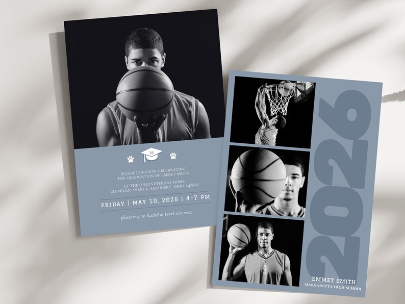 Modern Graduation Party Invitation: Photo Announcement Card (digital ...