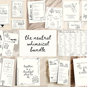 Wedding Signage + Stationary Complete Bundle | Whimsical Wedding Suite | Seating Chart, Invite, Welcome Sign, menu, decor | digital template
