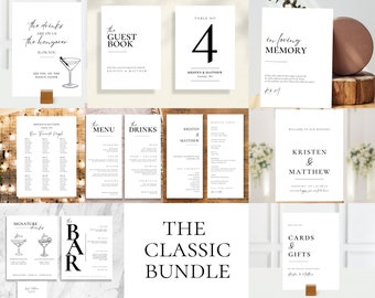 Wedding Signage Complete Bundle | Modern Minimalist Wedding Signs Suite | Wedding Seating Chart | Welcome Sign, menus, decor + more!