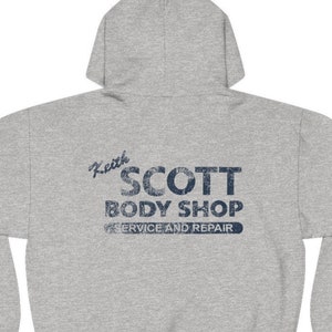 Keith Scott Body Shop Hoodie Tree Hill Lucas' Distressed Hooded Replica Sweatshirt Auto Shop image 3