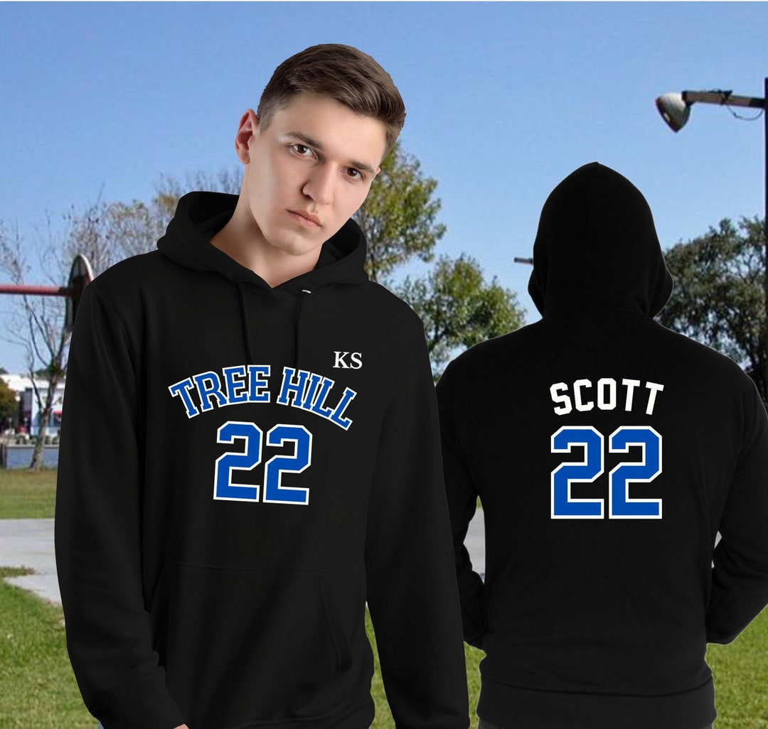 Lucas Scott Basketball Jersey Style Hoodie Tree Hill Ravens With Keith Scott Memorial patch