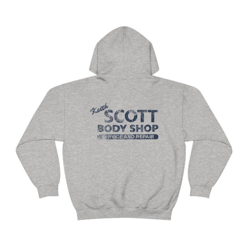 Keith Scott Body Shop Hoodie Tree Hill Lucas' Distressed Hooded Replica Sweatshirt Auto Shop image 3