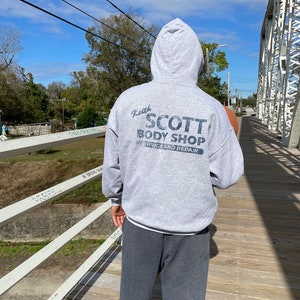 Keith Scott Body Shop Hoodie Tree Hill Lucas' Distressed Hooded Replica Sweatshirt Auto Shop image 5
