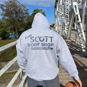 Keith Scott Body Shop Hoodie - Tree Hill Lucas' Distressed Hooded Replica Sweatshirt Auto Shop