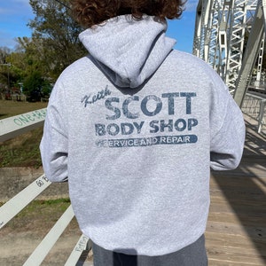 Keith Scott Body Shop Hoodie Tree Hill Lucas' Distressed Hooded Replica Sweatshirt Auto Shop image 2