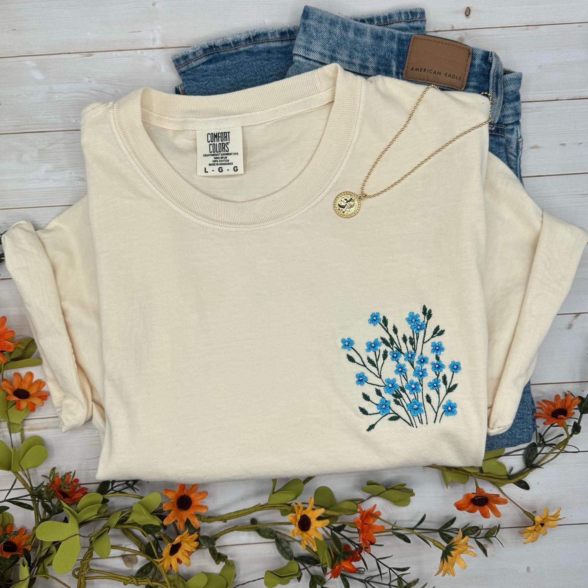 Small Embroidered Flowers on Shirt - Etsy