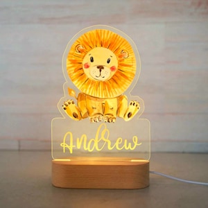 Lion Personalized Animal Night Light | Nursery decor | baby night light |Animal night lamp | Baptism gift | Birthday gift