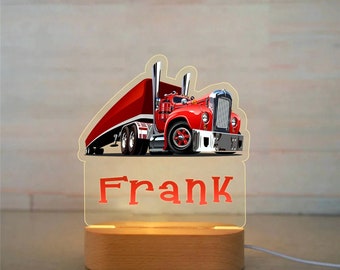 Personalized Truck Vehicle Car Night Light | Custom Truck Night Lights with Name | Tractor Bedside Lamp | Birthday gift