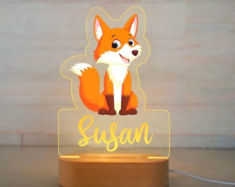 Fox Personalized Animal Night Light | Nursery decor | baby night light |Animal night lamp | Baptism gift | Birthday gift