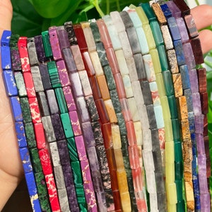 4X13MM Natural Square Tube Pipe Shape Beads Healing Energy Gemstone Loose Beads for Bracelet Necklace DIY Jewelry Making Design AAA Quality