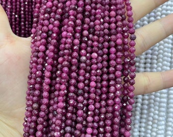 Perle Rotonde Sfaccettate Di Quarzo Rubino: 3-3,5 Mm, Filo Da 12,5 Pollici - Foto 5