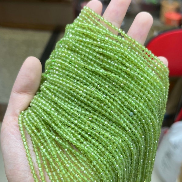 Natural Green Peridot Small Size Faceted Beads Energy Healing Gemstone Loose Beads for DIY Jewelry Making Design AAAAA Quality 2mm 3mm 4mm