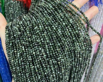 Natürliche grüne Seraphinit facettierte runde Perlen Rocailles für DIY Schmuck machen Natürliche Edelstein Kleine Perlen Versorgung 2mm 3mm 4mm AAA Qualität