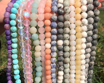 Gemstone Matted Round Beads Healing Energy Gemstone Loose Beads DIY Jewelry Making Design for Bracelet Necklace AAA Quality 4mm 6mm 8mm 10mm