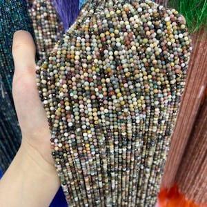 Natural Alashan Agate Beads Faceted Round Beads Seed Beads for DIY Jewelry Making Natural Gemstone Tiny Small Beads Supply 2mm 3mm 4mm 15&#39;&#39;