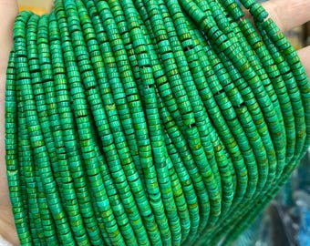 Grün Türkis Perle 2 x 4 mm Heishi Rondell Perle Edelstein lose Perle für Armband Halskette DIY Schmuck machen Design 15,5"