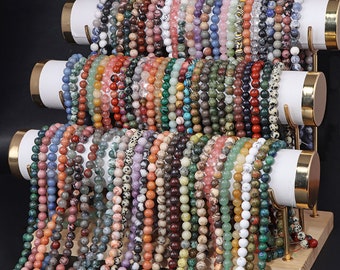 Perles de pierres précieuses naturelles 4 mm 6 mm 8 mm 10 mm 12 mm rondes lisses perles en vrac pierre agate cristal quartz pierres précieuses entretoises pour la fabrication de bijoux 38,1 cm
