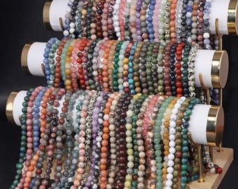 Natural Gemstone Beads 4mm 6mm 8mm 10mm 12mm Round Smooth Loose Bead Stone Agate Crystal Quartz Gemstone Spacer Beads for Jewelry Making 15&quot;