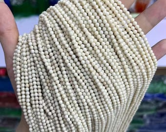 Natürliche Elfenbein Jade facettierte runde Perlen für die Schmuckherstellung (2-4 mm)