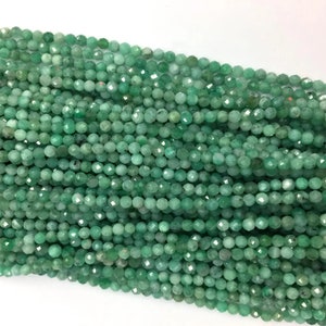 Natural Emerlad Beads 2mm 3mm Facated Round Loose Beads Gemstone Loose Beads Diamond Cut Bead for Bracelet Necklace DIY Jewelry Making 15.5&quot;