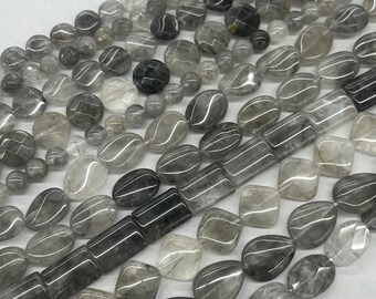 Natürliche Wolken Quarzt Perlen Runde Teardrop Tube Münze Rondelle Reis Oval Edelstein facettiert / glatte lose Perlen für DIY Schmuck machen 15,5 "