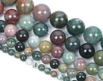 Natürliche indische Achat Perle 4 mm 6 mm 8 mm 10 mm Glatte runde Form Perle Edelstein lose Perle für Armband Halskette DIY Schmuckherstellung Design 15,5 "