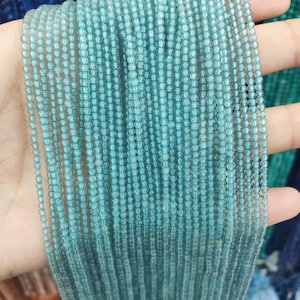 Natural Blue Apatite Round Beads Small Size Gemstone Round Loose Bead for Bracelet Necklace DIY Jewelry Making 2mm Small Clear Apatite Beads