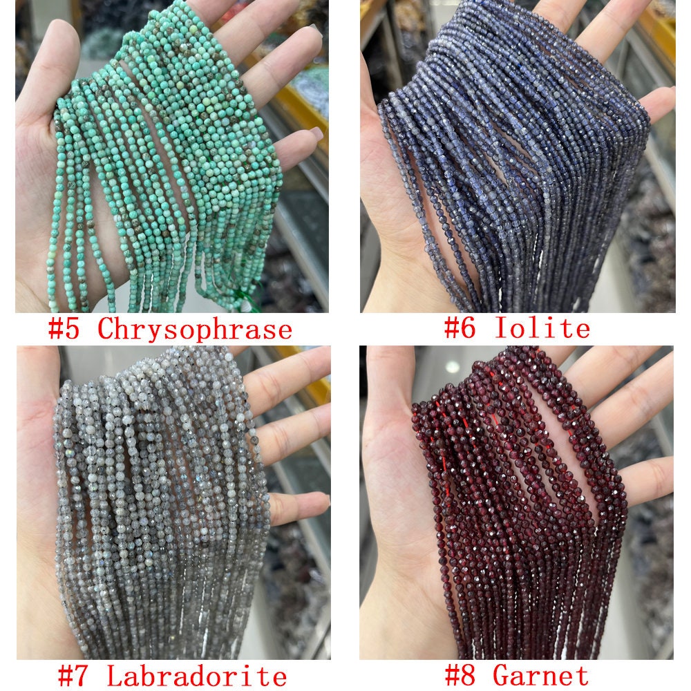 3mm 128 Micro Faceted Round Beads Seed Bead for DIY Jewelry Making Agate  Aquamarine ite Lapis Natural Gemstone Tiny Small Beads Supply 