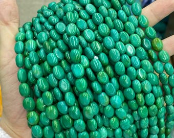 Grüne Türkis Perle 10 x 14 mm Glatte unregelmäßige Edelstein lose Perle für Armband-Halskette DIY-Schmuckherstellung Design 15,5 "