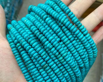 See grüne Türkis Perle 3 x 4 mm 3 x 6 mm 3 x 8 mm 3 x 10 mm Glatte Rondell Edelstein lose Perle für Armband Halskette DIY Schmuckherstellung Design 15,5 "