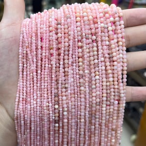 Natural Pink Opal Beads 2mm 3mm 4mm Round Shape Beads Small Size Gemstone Loose Beads for Bracelet Necklace DIY Jewelry Making Design 15.5&quot;