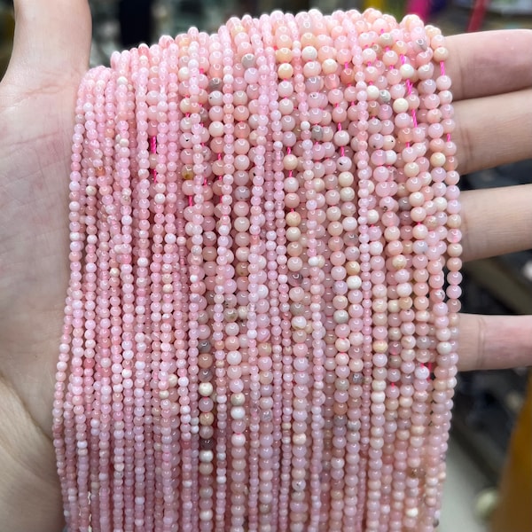 Natürliche Rosa Opal Perlen 2mm 3mm 4mm Runde Form Perlen Kleine Größe Edelstein Lose Perlen für Armband Halskette DIY Schmuck Machen Design 15,5 "
