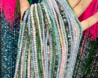 Natürliche Edelstein winzige kleine Perle Rondelle facettierte lose Perlen Rocailles für Armband Halskette DIY Schmuckherstellung Edelstein Strang 2X3mm 3X4mm