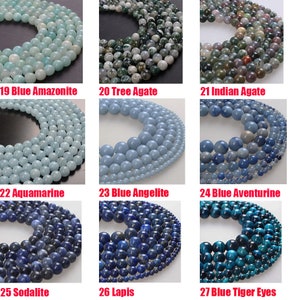 70 Options Natural Gemstone Beads Round Smooth Loose Stone Agate ...