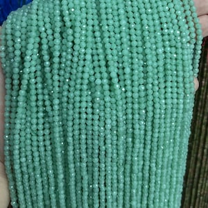Natural Green Angelite Bead Faceted Round Beads Seed Beads for DIY Jewelry Making Natural Gemstone Small Bead Supply 2mm 3mm 4mm AAA Quality