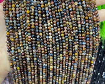 Pitersit Perlen Natrual Facettierte runde Perlen 2mm 3mm 4mm Halbedelstein Perlen Heilung Energie Perlen Micro Cut runde Perle 15 ”voller Strang