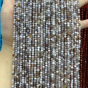 Natural Botswana Agate Bead Faceted Round Beads Seed Beads for DIY Jewelry Making Natural Gemstone Small Bead Supply 2mm 3mm 4mm AAA Quality