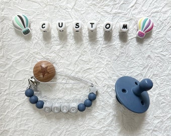 Personalised Star pacifier clip Toy Dummy clip with name Silicone letter Baby gift Newborn Gift